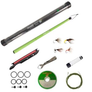 Tenkara Fliegenfischrute Combo, kompletes Kit für Angeln, grün, 2,4 m