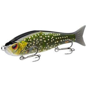 Bass-Swimbait mit S-Wellen-Aktion und Metallverbindungen, geeignet für verschiedene Fischarten wie Hecht, Lachs, Forelle und Muskie