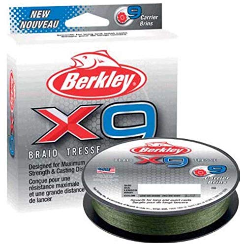 Berkley X9 Geflochtene Schnur, 7,6 kg und 328 Yards oder 300 m, Low-Vis Grün für Fischerei