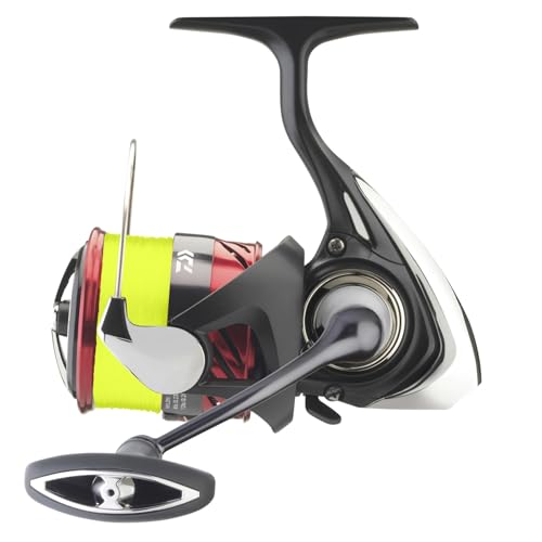 Hochwertige Angelrolle von Daiwa mit J-Braid X4-Schnürwerk, Frontbremse und Spinnrolle für professionellen Fischfang