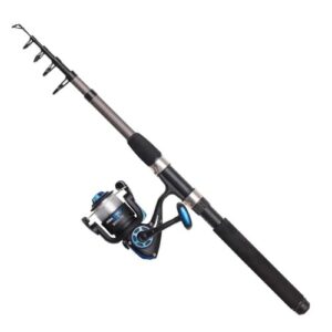 DAM Full Tech Tele Spinning Combo, Süßwasserangler Angelrute Rolle Hecht Barsch Zander Mehr, Starkes Leichtgewicht Vielseitig, Schwarz Grau, 1.80m Mäßig schnelle Rute, 2000er Rolle