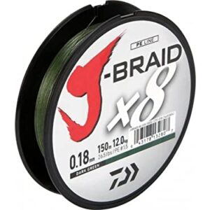 Daiwa J-Braid X8 0,18mm Fischernetz 13kg 150m dunkelgrün für angeln und fischen