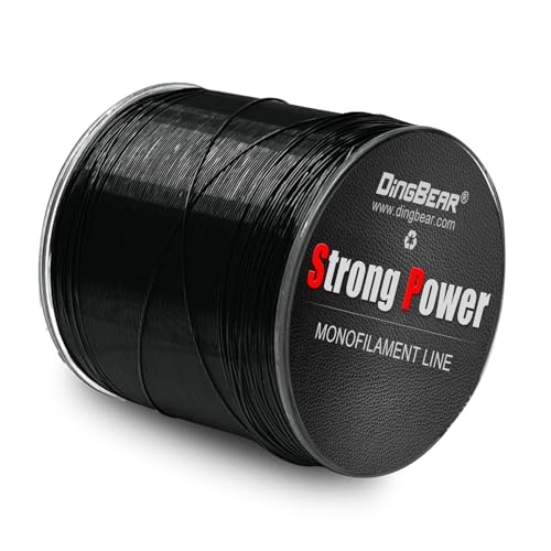 Dingbear Schwarz Nylon-Angelschnur, monofile Nylon-Angelschnur mit starker Spannung für Süßwasser- und Salzwasserfischen, 1000 Meter Länge, 7# Dicke (25LB/0.43mm)