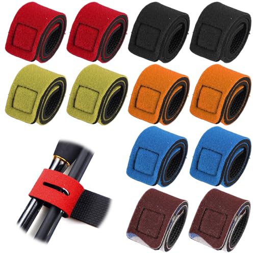 Angelrute Bänder, Elastische Rutenhalterung, Anti-Rutsch Angelruten Riemen, Klettband Gurt für Feste Angelruten