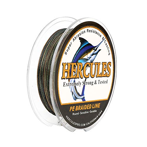 Hercules Super Cast Angelschnur für Fischfang, 109-2196 Yards, PE Geflecht, 4 Stränge, Salzwasser Süßwasser geeignet