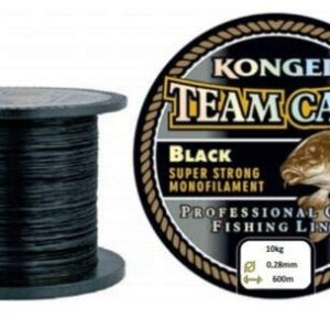 Hochwertige Angelschnur für Karpfenschnur von Konger, Team CARP Black, 600 Meter Länge und 0,28 mm Dicke, Monofile Feeder zum Angeln in Gewässern.