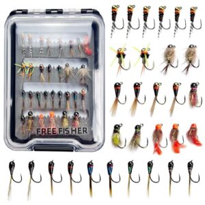 Langsam sinkende Fliegenköder für Barsch und Forelle, 30/24 Stück Lure Set mit Wolfram Haken