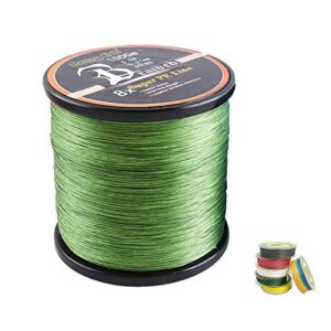 Hochwertige Geflochtene Angelschnur 8fach 1000m PE Super Starke Geflochtene Schnüre, Armee-Grün, 2.0# 0.23mm/13.6kg/30lb