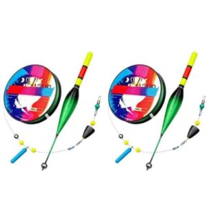 Zwei Automatische Bobber Angelschnur Set, 5 Gramm Schwere Hochhelle Farbwechselboje, Automatische Bodenfindung, Sofort Einsatzbereit für Süß- und Salzwasser Angelzubehör