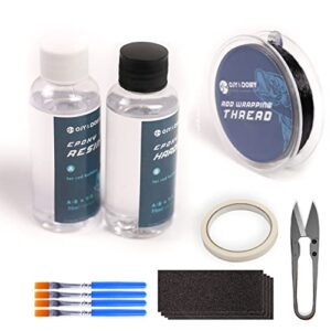 Angelrute Reparatur-Set mit Epoxidkleber, Wickelfaden und Schneidemaschine für die Wiederherstellung einer beschädigten Angelrute