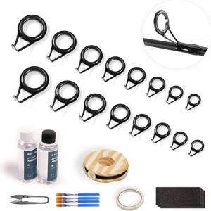 Angelruten-Ösen-Reparaturset, komplettes Zubehör für Rutenbau und Ösenersatz mit Angelrutenführungen, Epoxidkleber, Wickelfaden und Klebeband