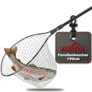 Fischerhelfer Forelle-Kescher 1,9m klarer Vollgummi fischschonender Teleskop-Kescher für Fischen im Freizeitbereich