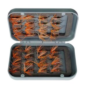 24 Pcs Künstliche Fliegenfischen Köder mit trockenen/nassen Fliegen, Streamer und Fliegensortiment für Forelle Angeln in einer Box