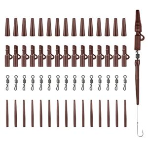 Karpfen Zubehör Set, komplett für Profi-Angler, mit Sicherheitsclips, Anti-Tangle Ärmel, Tail Gummi und Schnellwechselwirbel-Clips