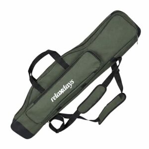 Relaxdays Angeltasche, Rutentasche, 100cm, für 3 Ruten, 5 Fächer, gepolstert, Angelzubehör, groß, 1200D Oxford, olivgrün