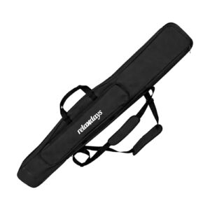 Relaxdays Angeltasche, Rutentasche, 130 cm, für 3 Ruten, 5 Fächer, gepolstert, Angelzubehör, groß, 1200D Oxford, schwarz
