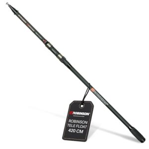 Elegante Angelrute mit Teleskopfunktion, karbonfaserverstärkt und leicht zu transportieren. Perfekt für Posenangeln im Gewässer.