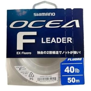 SHIMANO Line Ocea EX Fluoro Leiter mit 50 Metern Länge und 40 Pfund Gewicht, ideal für die Fliegenangeln in verschiedenen Wetterbedingungen.