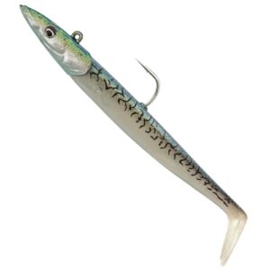 Savage Gear Sandeel V2-2 Gummifische mit einem Jigkopf in Mackerel-Farbe, 18cm groß und 86g schwer