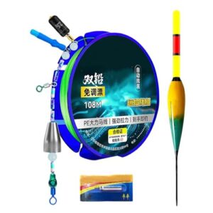 Stabiles Posen Angeldraht Set, Automatisches Bobber Angelschnur Set, Friedfisch Posenstopper Schnur Kit für Fischzubehör mit Farbwechsel und Blasenposen Nylonfaden Schnur Sets zum Angeln