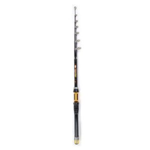 Teleskop Angelrute Mini Tragbar, Carbon Rod Angelrute mit Keramikdraht Ring für Sea Fishing 2,4m lang