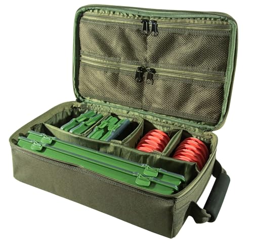 Tacklebox mit Accessoires für den Fischfang, Ultimate Carp Rig and Bit Case Tacklebox, robustes Material, 35 x 21 cm groß