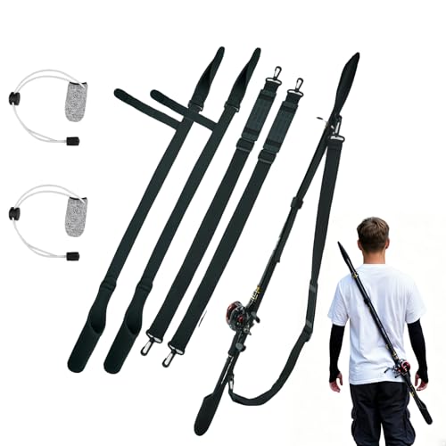 Verstellbarer Neopren Rutenschutz mit Gurt für Kunststoffangler, Rutenhalter mit Klettverschluss, ideal für Angelruten Schutz und Transport, Schwarz
