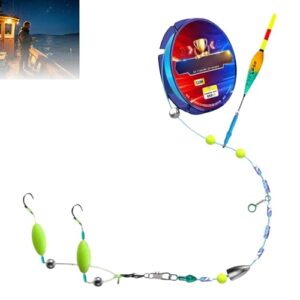 Angelschnur Posen Set mit Automatischer LED Pose für Nachtfischen - Vorgebundene 120 m Angelschnur