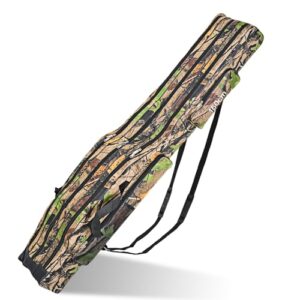 Angeltasche Rutentasche, Angelrutentasche mit 3 Fächern, 150cm Rutenfutteral, Angelkoffer, Angelrutentaschen, faltender Angelrute Tasche, Angelrute Werkzeuge Aufbewahrungstasche (Grosse Baumfarbe)