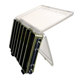 Doppelseitige Angelbox, Kunststoff Angelzubehör Köderbox für Angler mit Fächern und Wasserdichter Tragbarkeit, dunkelgrün