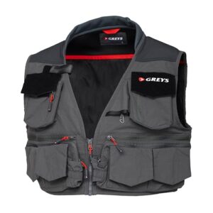 Atmungsaktive Angelweste für Fluss, See und Küste mit vielen Taschen für Fliegendosen, Vorfächer und Zubehör. Bequeme Passform XXL/XXXL.