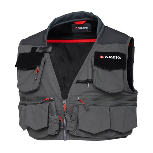 Atmungsaktive Angelweste für Fluss, See und Küste mit vielen Taschen für Fliegendosen, Vorfächer und Zubehör. Bequeme Passform XXL/XXXL.