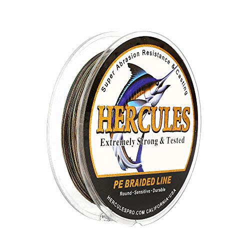 Hercules Super Cast 100m - 2000m geflochtene Angelschnur für Salzwasser und Süßwasser, PE geflecht, Fischdraht mit 4 Strängen, 6lb - 100lb Testgewicht