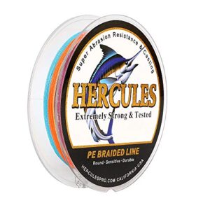Hercules Super Cast - Eine hochwertige Geflochtene Angelschnur für Salzwasser und Süßwasser, mit einer Teststärke von 6lb bis 100lb und Zero-Stretch-Technologie