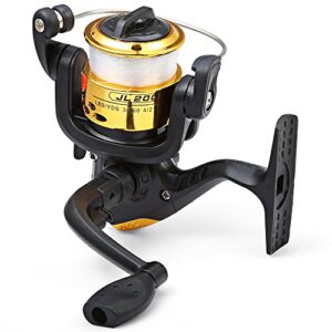 Kleine Angelrolle für Baitcasting und Fixed Spool, Leistungsstarker 5,2:1 Getriebeverhältnis, Mit Transparentem Angeldrahtgelb