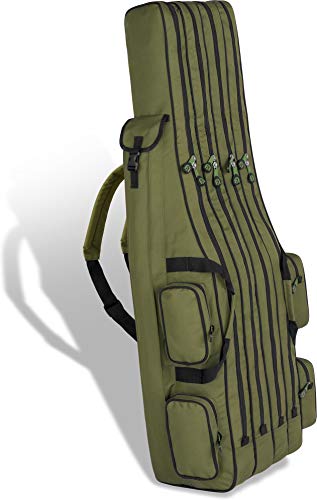 Normani XXL Angelrutentasche mit 4 Rutenfächern für 8 Ruten, Angeltasche und Rutenhalter