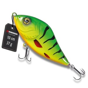Robinson Angelköder für große Raubfische - Jerkbait Wobbler, Spinning und Trolling geeignet, DREI Tiefenvarianten – Sniper (Hot Perch)