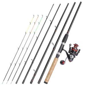 Sougayilang Feeder Rute mit 3 Tips, portabler Angelstab für Spinnfischen, ideal für Karpfen und Großfisch angel. Rot.