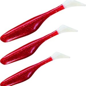 Storfisk Fishing & More Fängige Gummifisch Köder 3 Stück im Set, Länge:15 cm, Farbe :Rot/Weiß für den Fischfang in klarem Wasser