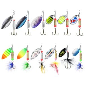 TRUSCEND Sorgfältig hergestellter Angelköder mit Hahnenschwanz und Flash, kupferbeschichtetes Körpergehäuse und Klinge. Zwei-Wege-Spinnlöffel-System für Angelspinner zum Jiggen in Süßwasser für Crappie und andere Fischarten.
