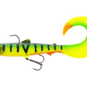 Montierter Gummifisch Westin Bullteez Curltail R2F 16cm 35g Sinking, Farbe: Tiger Perch für Ausrüstung, realistische Optik und Draht-durch-Körper-Konstruktion