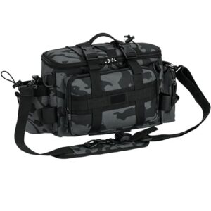 Yaskyly Angeltasche mit Tarnung, Fishing-Angeltasche mit Gürtel und Tragegriffen für Meer und Süßwasser - Ideal für den Angler