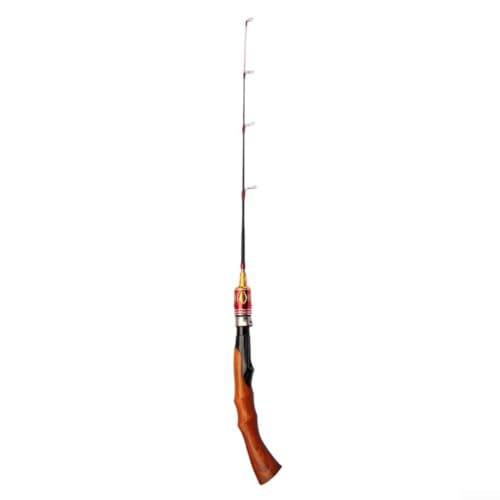 2-teilige Fiberglas Eis Angelrute für Winter Eisangeln, tragbare kurze Stange, empfindliche Garnelen Angelrute, 50/60/70 cm, 3500g maximale Belastung, Schwarz/Rot/Braun