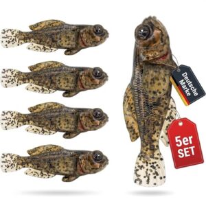 Fisch Gummifisch fürs Angeln, ultra realistische Grundel, 5er Set zum Angeln auf Barsche, Zander, Hechte und Forellen