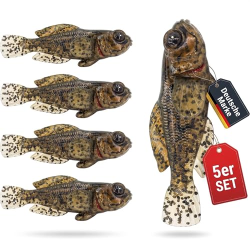 Fisch Gummifisch fürs Angeln, ultra realistische Grundel, 5er Set zum Angeln auf Barsche, Zander, Hechte und Forellen