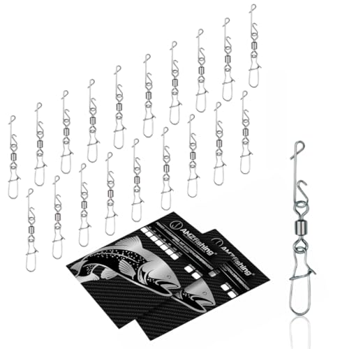 Knotenloser Verbinder mit Wirbel - Punkt für Punkt, AMZfishing NEU 20x Knotenlosverbinder mit Hochleistungswirbel | Knotenlosverbinder mit Wirbel | Angelzubehör | Angeln Zubehör | Wirbelsortiment | Angeln Wirbel | Angelwirbel (20/8)