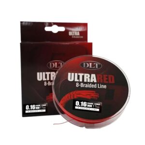 DLT Ultra Red 8 Geflochtene Angelschnur 200m, 0,16mm Durchmesser, verbesserte Wurfeigenschaften und Unterwasseraktion, mikrobeschichtete Wasserabweisung aus 8 Strängen geflochten.
