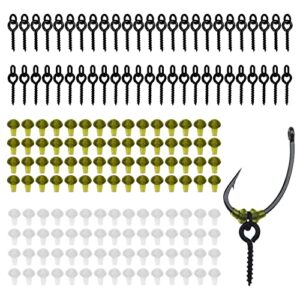 Angelköderschrauben Set für Karpfenangeln, 170 Stück Angelköder Haken Schraube Screw Bait und 120 Stück Haken Bait Stoppers