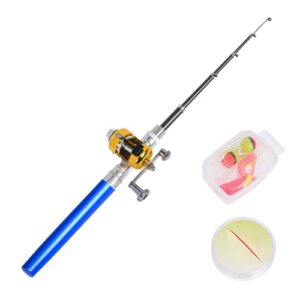 Kompakte Fischerei-Stange mit integriertem Reel und Nipptaste, ideal für Hikern und Fischer auf dem Wasser