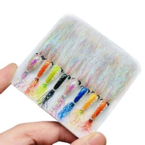 Qitewwrme Künstliche Köder Fliegenangeln für Barsch, Forelle und Lachs - 8 Stück Bionics Crystal Flash Silk Shrimp